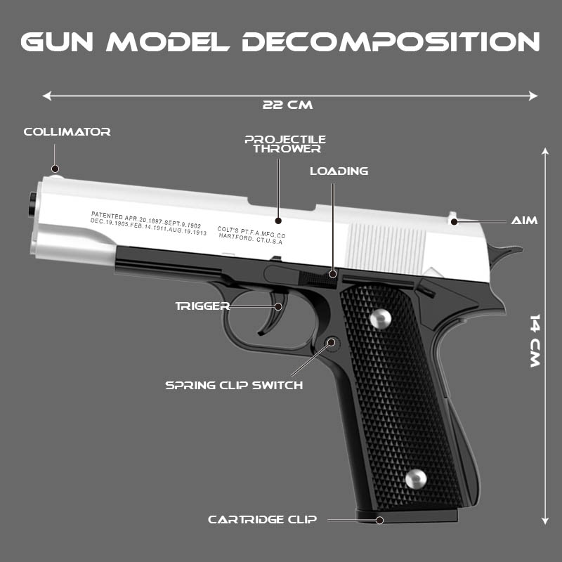 M1911 Colt Toy Gunman Gun, Sof - Catapult Launcher Toy ulasan dan harga
